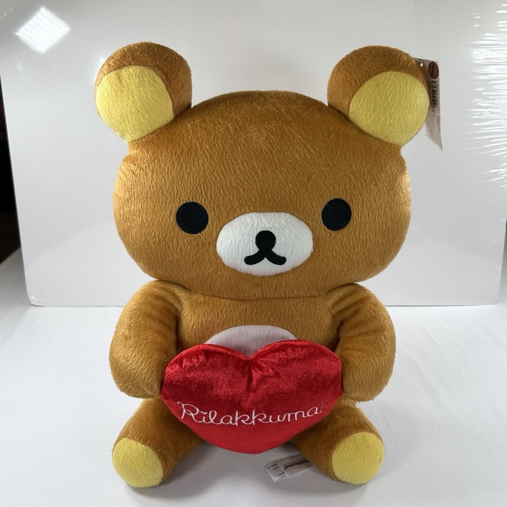 NEW Rilakkuma Holding Heart 16" Plush Stuffed Animal San-X 2016